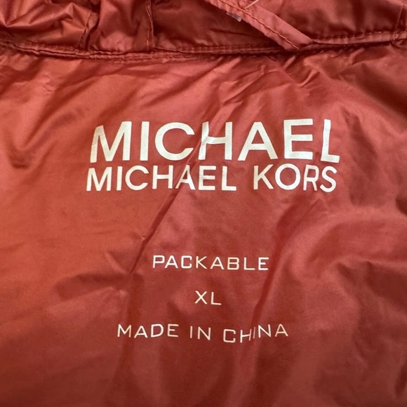 MK Michael Kors Bright Terracotta Women Coat Hooded Puffer Long Jacket XL - Picture 3 of 11